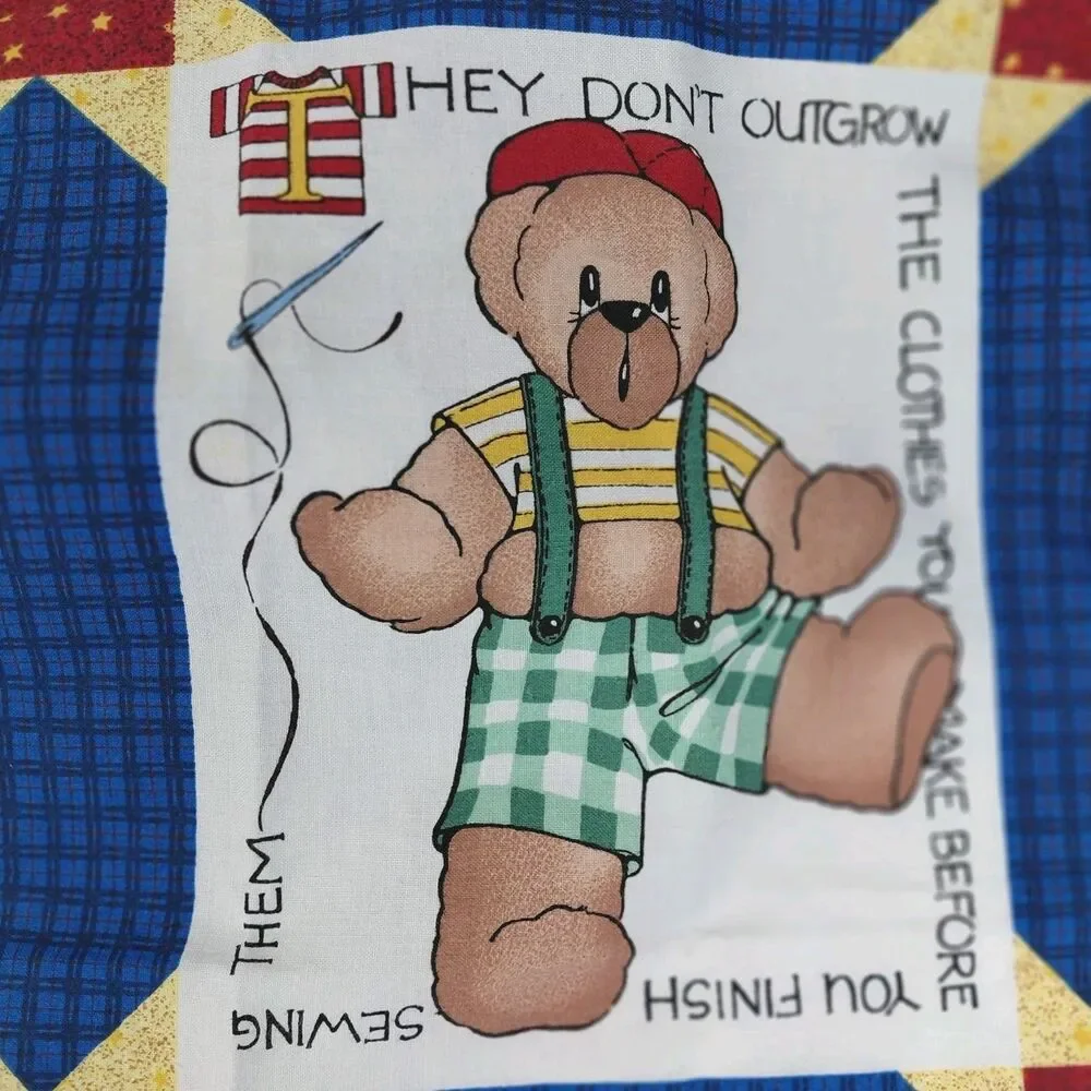 Daisy Kingdom Why Are Teddy Bears Sew Lovable Cotton Fabric Panel Vtg 90's